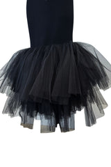 Fall 2020 Alessandra Rich Runway Look 22 in Black Strapless Dress w Tulle Bodice & Hem