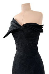 Incredible Spring 2007 John Galliano Strapless Black Lace Dress w Peak Bodice & Intricate Seaming