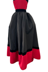 Exceptional c.1990 Nina Ricci by Gerard Pipart Haute Couture Strapless Red & Black Silk Dress