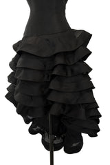 Gorgeous Spring 1992 Oscar de la Renta Runway Black Silk Organza Net Ruffled Off Shoulder Dress