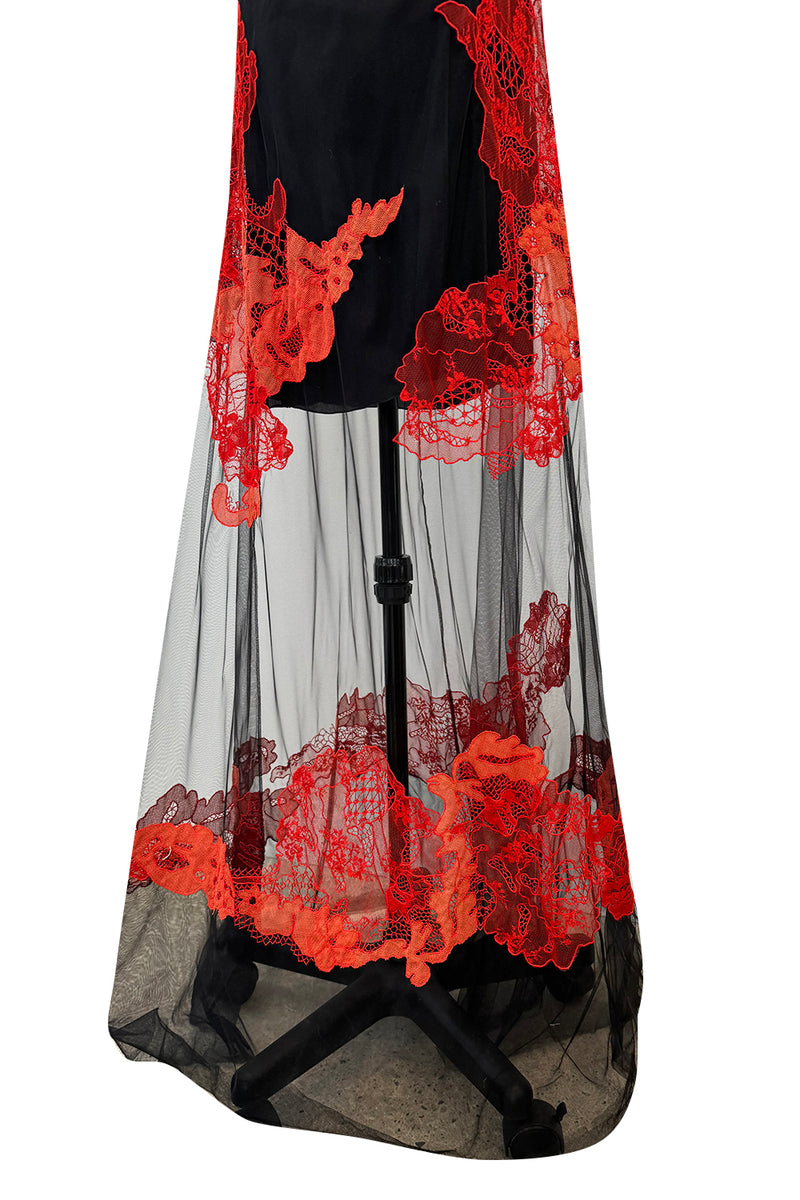 Resort 2011 Givenchy by Ricardo Tisci Look 5 Red Lace & Black Net Dress