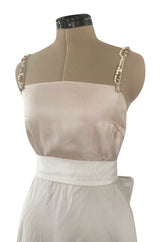 Prettiest 2012 Lanvin by Alber Elbaz Nude & Blush Silk Trained Wedding Dress w Beaded Detail