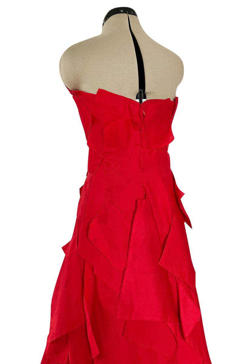 Fall 2001 Jean Louis Scherrer Haute Couture Original Runway Look 7 Sample Strapless Red Layered Panel Dress