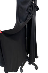 Incredible Spring 2003 Christian Dior by John Galliano Black Silk Open Cut Out Bow Dress w High Slit