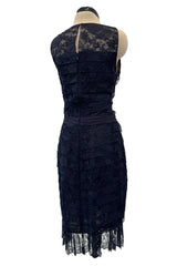 Extraordinary Fall 2008 Chanel by Karl Lagerfeld Blue Lace & Chiffon Dress & Cape Set