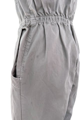 Amazing Unlabeled Vintage Starpless Grey Cotton Canvas Jumpsuit w Top Stitching & Pockets