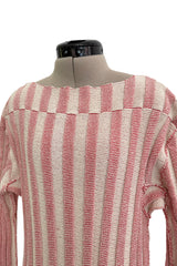 Iconic Spring 2017 Celine by  Pheobe Philo Pale Red-Pink & Ivory Knit Sweater Dress w Exaggerated Ribbing