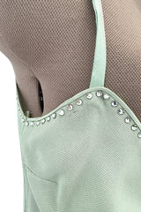 Fabulous Spring 2004 John Galliano Pale Mint Green Bias Cut Slip Dress w Rhinestone Detailing