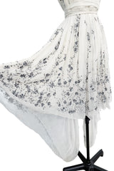 Fall 2003 Alexander McQueen 'Scanners" Runway Look 55 Silk Dress w Silver Sequins & Hand Embroidery