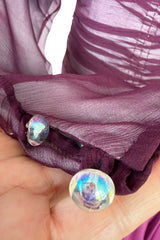 Rare 1970s Bill Gibb Deep Pink Ombre Hand Dyed Silk Chiffon Dress w Fused Glitter Detailing