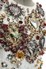 Spring 2015 Dolce & Gabbana Runway Look 48 Silk Brocade Mini Dress w Elaborate Front Embellishments