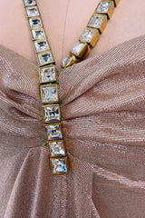 Outstanding Fall 2000 Thierry Mugler Dusty Pink Metallic Dress w Rhinestone & Metal Collar