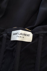 Spring 2013 Saint Laurent by Hedi Slimane Strapless Black Silk Dress w Scooped Front Hem