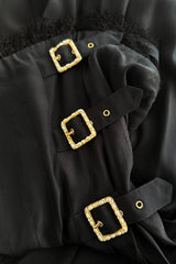Pre-Fall 2013 Chanel by Karl Lagerfeld Runway Look 65 Black Silk Pleated Dress