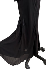Fabulous Fall 2005 John Galliano Feather Light Bias Cut Black Silk Chiffon Dress w Seaming Detailing
