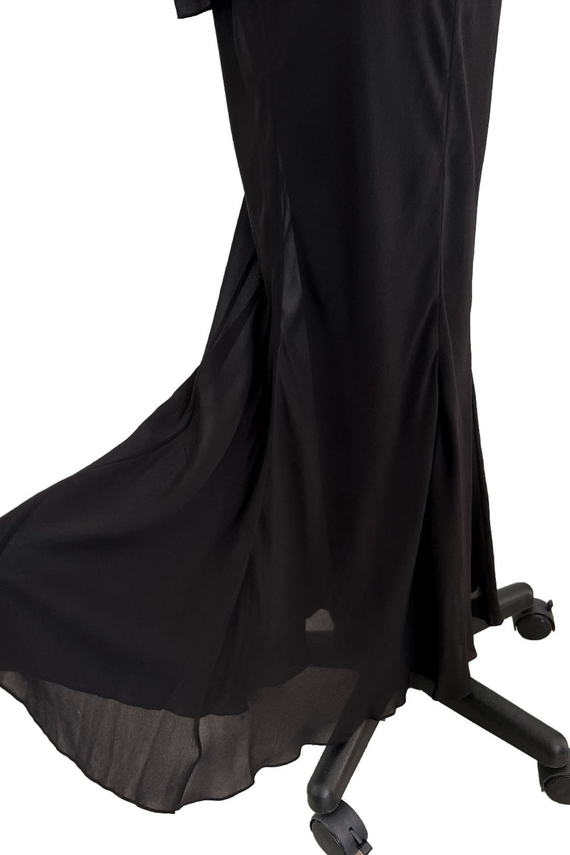 Fabulous Fall 2005 John Galliano Feather Light Bias Cut Black Silk Chiffon Dress w Seaming Detailing
