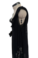 Phenomenal Fall 2006 John Galliano Black Silk Chiffon Dress w Sequins & Beading