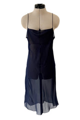 Phenomenal Fall 2010 Chanel by Karl Lagerfeld Deep Blue & Silver Metallic Knit Dress w Glass Pearl Detailing