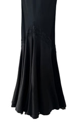 Exceptional Spring 1999 Christian Dior by John Galliano Black Bias Cut Silk Dress w Lace Detailing