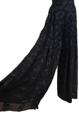 Pre-Fall 2011 Oscar de la Renta Runway Look 44 Strapless Black Silk Chiffon & Blue Embellished Jumpsuit