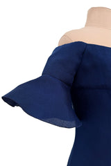 Rare Spring 1972 Christian Dior by Marc Bohan Haute Couture Blue Silk Gazaar Dress