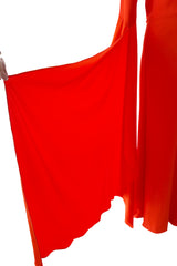 Striking Resort 2019 Alex Perry "Abigail" Brilliant Orange Full Length Capes Sleeve Dress w Open Back