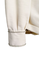 Fabulous Late 1970s Mini Ted by Ted Lapidus Ivory Playsuit w Front Zipper & Rhinestone Trim