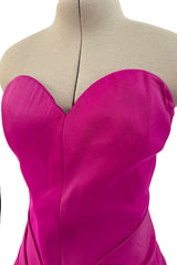 Spectacular Spring 2005 Oscar de la Renta Runway Look 53 Strapless Deep Pink Silk Dress w Full Skirts