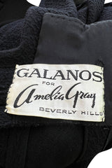 Minimalist c. 1964 James Galanos Superb Detailed Square Neckline Long Sheath Dress
