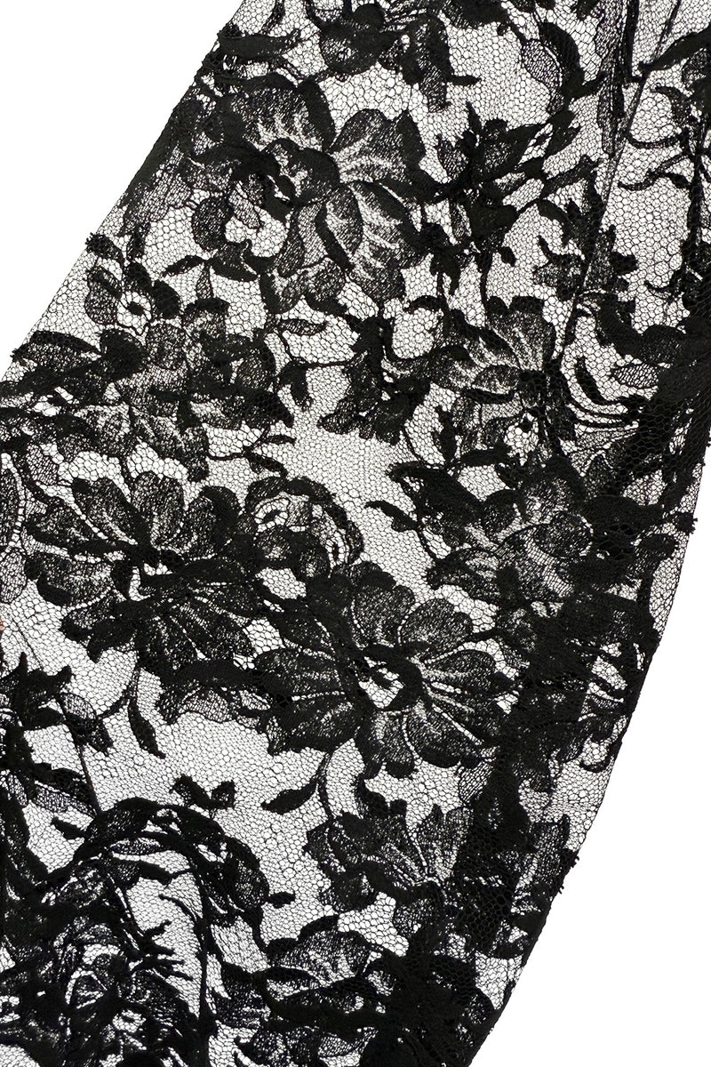 Flapper Inspired 1980s Yves Saint Laurent Easy Fit Brilliant Pink Silk Dress w Black Floral Lace Sleeves