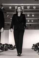 Iconic 1970s Yves Saint Laurent Midnight Blue Velvet Jacket w Ribbon Trimmed Edges