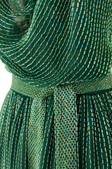 Phenomenal & Rare 1979 Halston Couture Andy Warhol Filmed Green Beaded Halter Dress w Open Back