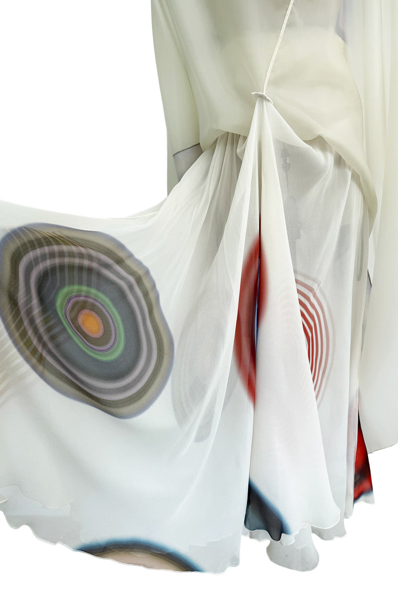 Spring 2008 Fendi by Karl Lagerfeld Runway Look 19 & Ad Campaign Silk Organza & Chiffon Print Dress