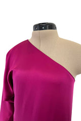 Chic Spring 2008 Yves Saint Laurent by Stefano Pilati Runway Look 35 Deep Fuchsia Pink Silk One Shoulder Dress