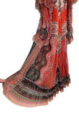 Spring 2020 Etro by Veronica Etro Runway Look 29 Printed Silk Chiffon Dress w Beaded & Embroidered Bodice