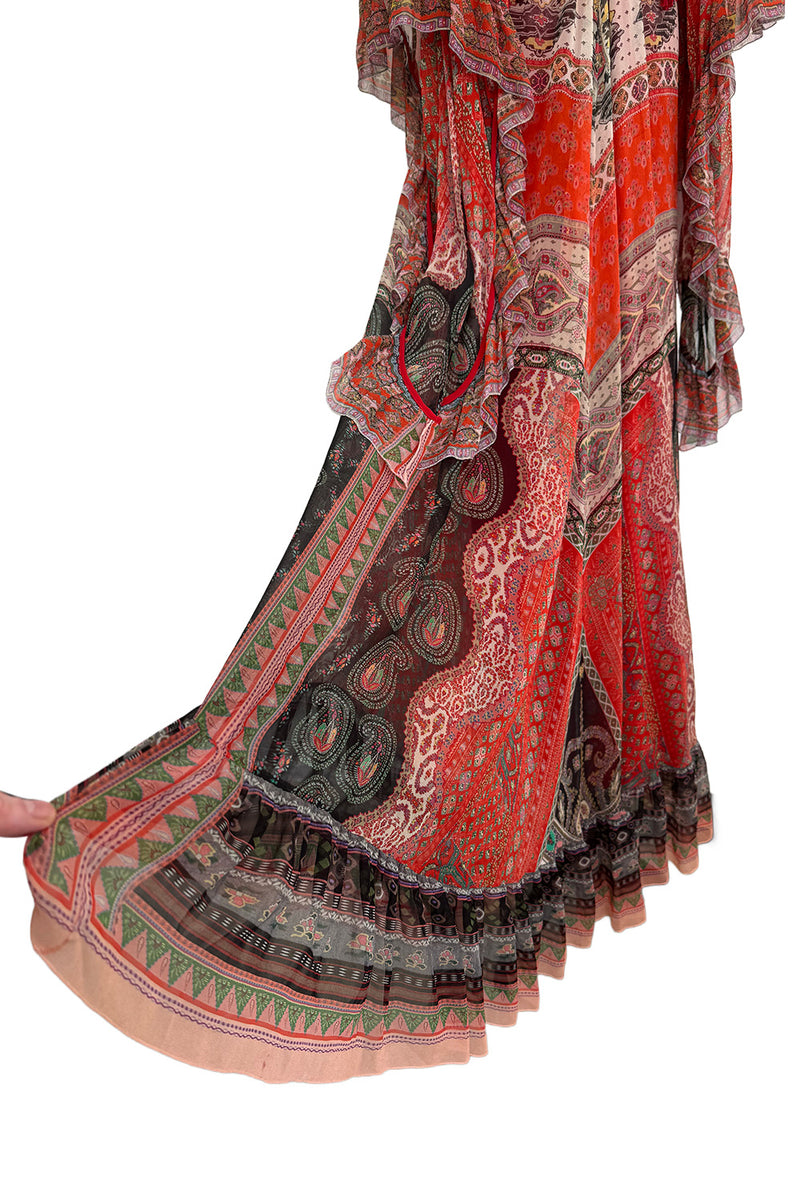 Spring 2020 Etro by Veronica Etro Runway Look 29 Printed Silk Chiffon Dress w Beaded & Embroidered Bodice