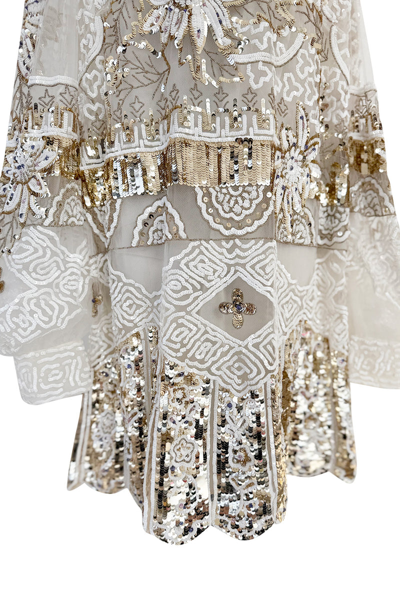 Beautiful Spring 2020 Valentino by Pierpaolo Piccioli Densely White & Gold Sequin Dress