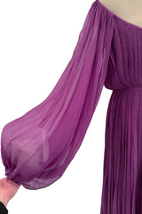 Spring 2024 Christian Dior by Maria Grazia Chiuri Runway Look 75 Purple Silk Chiffon Dress w Huge Balloon Sleeves