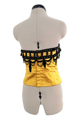 1987-1988 Christian Dior by Marc Bohan Textured Black Silk Skirt & Hand Beaded Corset Set