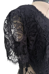 Fall 2017 Alexander McQueen by Sarah Burton Black Lace Dress w See Through Lace Back
