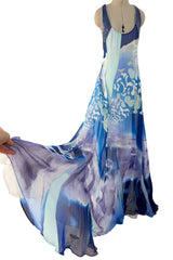 Spring 2010 Emilio Pucci by Peter Dundas Runway Look 24 Blue Printed Silk Chiffon & Sequin Dress