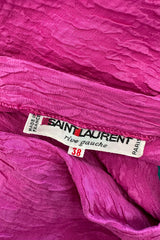 Iconic Spring 1985 Yves Saint Laurent Runway Pink & Black One Shoulder Dress w Blue Swag