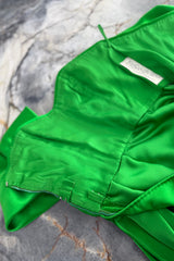 Superb Fall 1987 Yves Saint Laurent Haute Couture Green Version of Runway Dress w Silk Bow