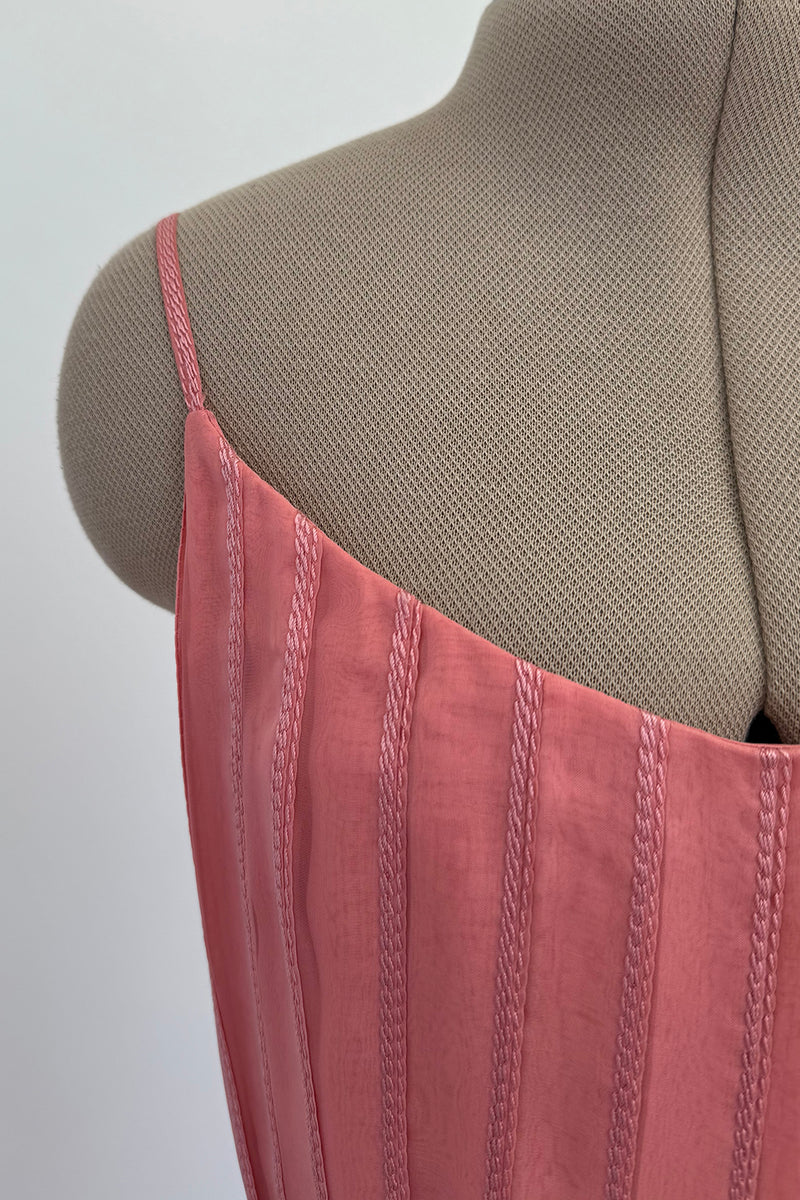 Chanel 1975-76 Haute Couture Top Stiched Pink with Belt - 13.5" W