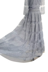 2018 Christian Dior by Maria Grazia Chiuri Silver Grey Net and Banded Lace Dress w Silk Slip