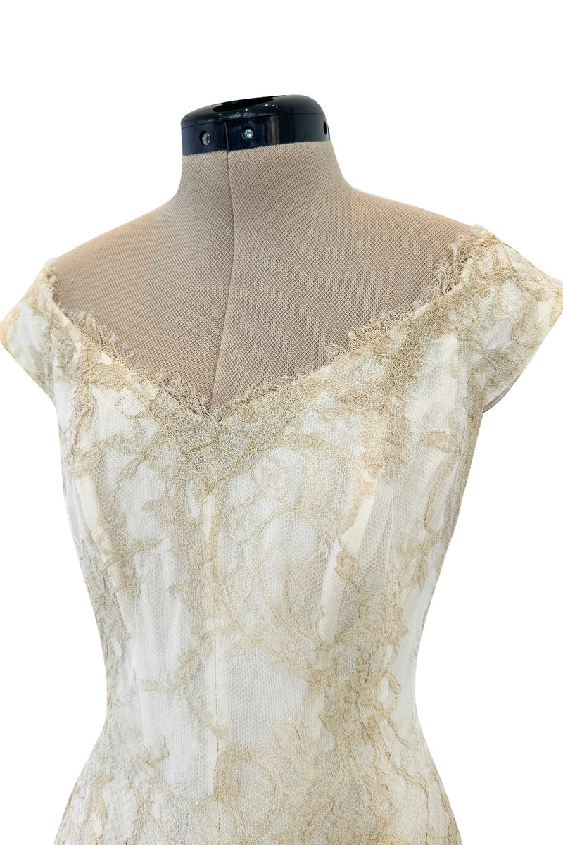 Dreamist Spring 2012 Alexander McQueen by Sarah Burton Soft Gold Lace on Ivory Net Wedding Dress