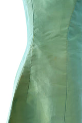 Rare Spring 1964 Cristobal Balenciaga Haute Couture Pale Mint Green Sculpted Silk Taffeta Dress