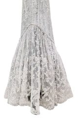 Exquisite 2011 Rodarte One Off Custom Made Silver & Lace Vogue / Kate Moss Editorial Dress
