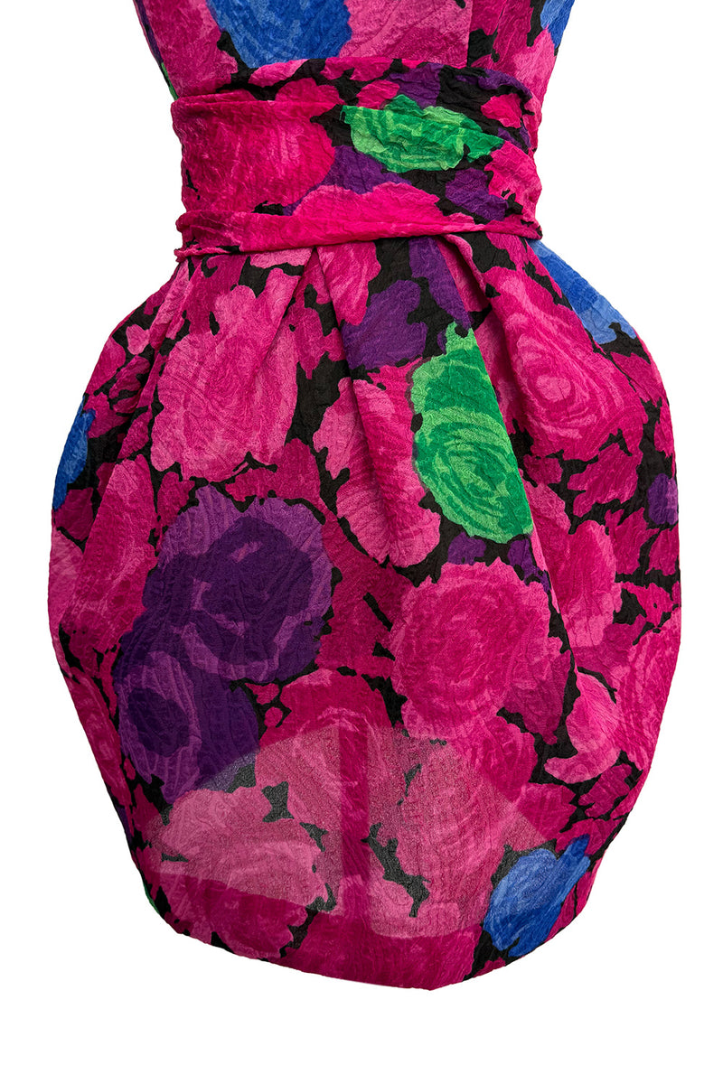Exuberant Spring 1988 Christian Lacroix Luxe Demi-Couture Runway & Documented Strapless Floral Mini Dress