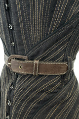 Exceptional Fall 2002 Alexander McQueen Runway Look 44 Corset Mini Dress w Leather Details